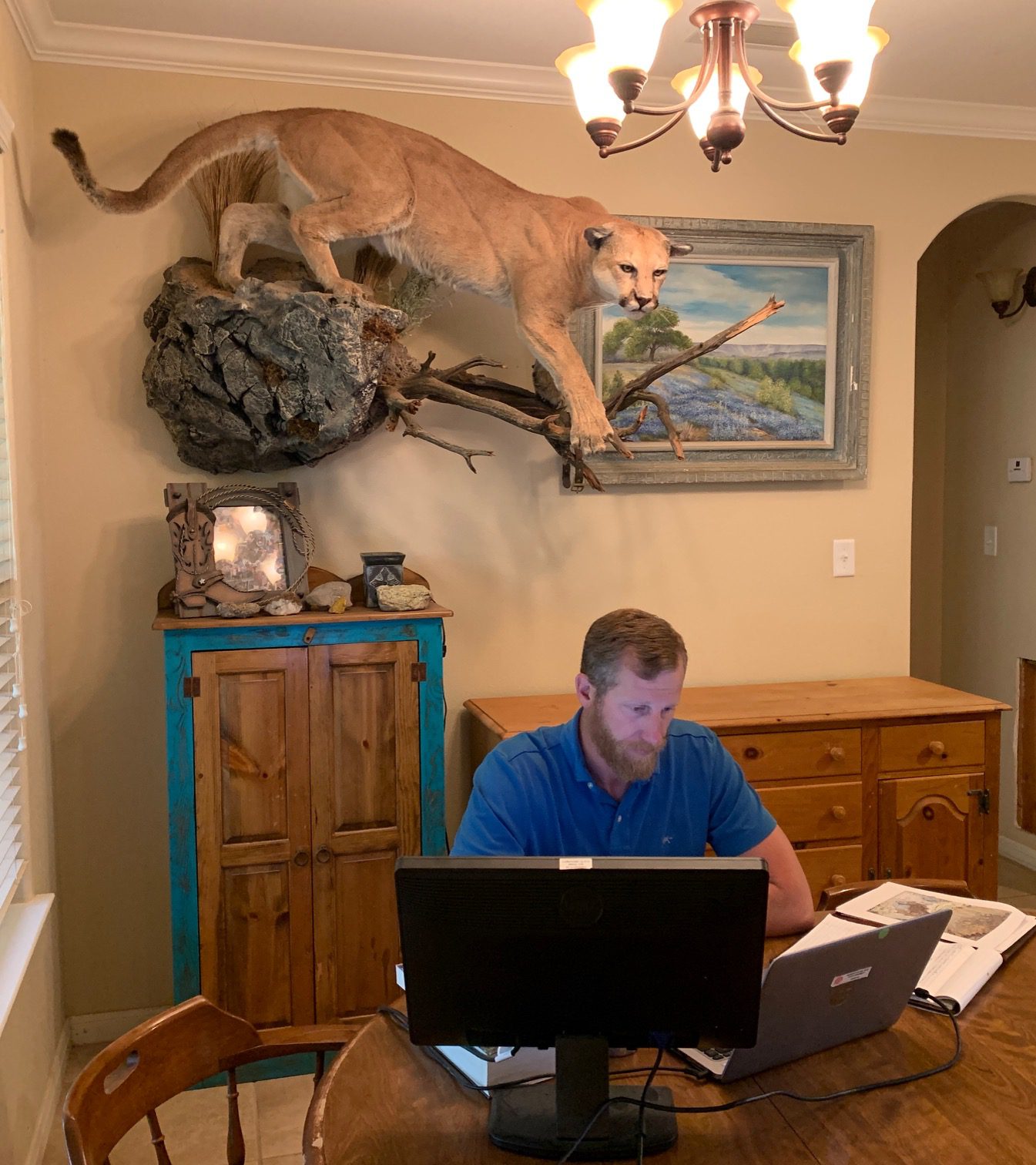 Like many others, Dr. Luna’s home has transformed into his online classroom.
